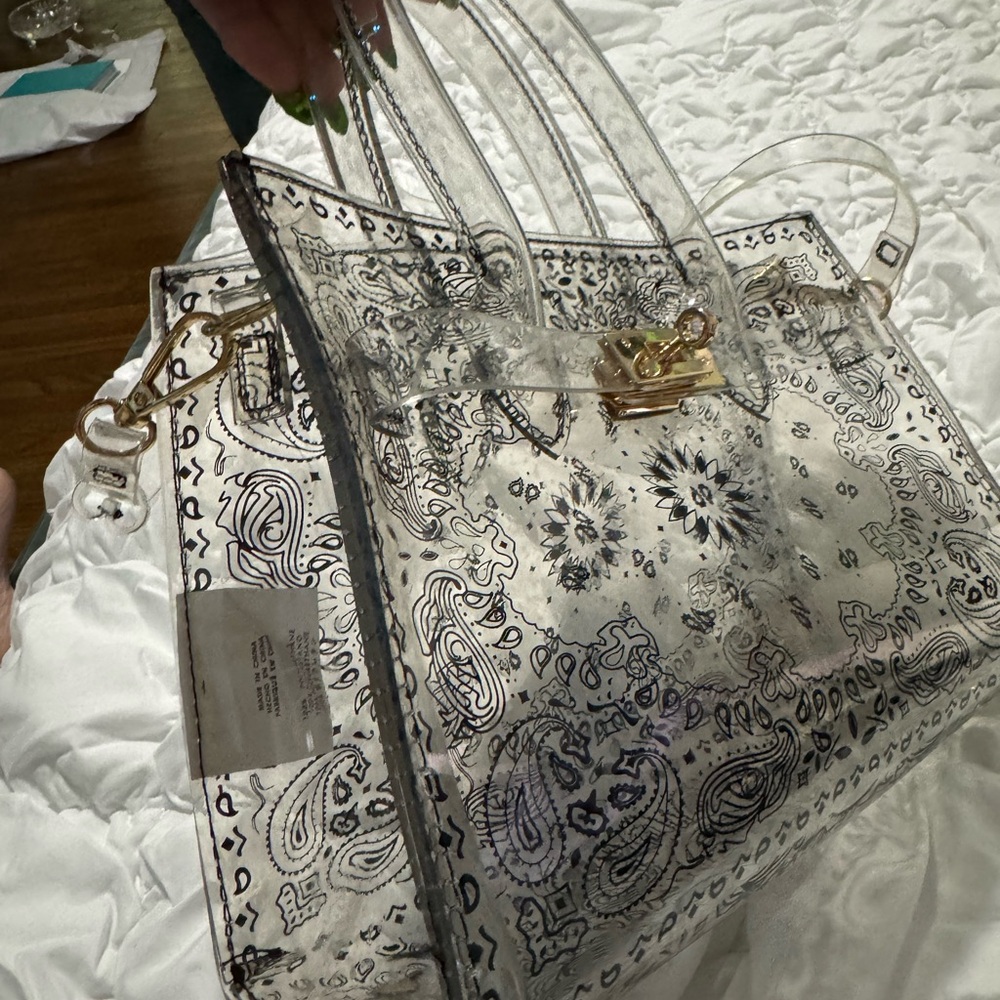 Clear Transparent Paisley Print Shoulder Bag NEW - Picture 10 of 12